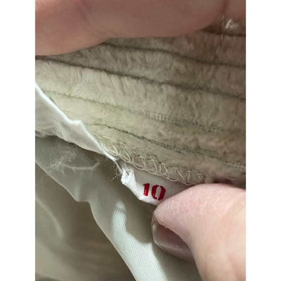 VTG A-line Wide Wale Corduroy Skirt Front Pleat Knee Length Womens Size XS Beige - Picture 9 of 9